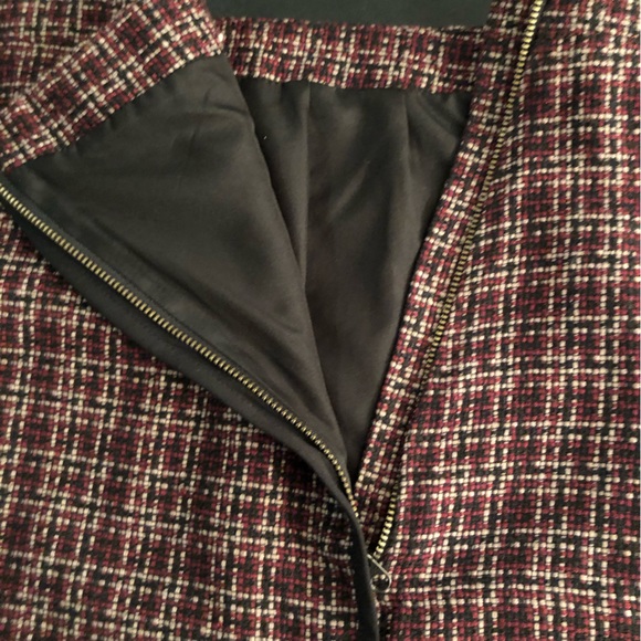 Ann Taylor Loft Tweed Skirt Womens 10 Maroon black white Side Zip Lined - Picture 8 of 8